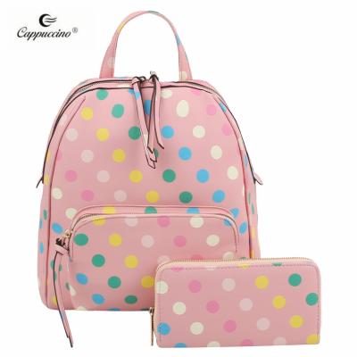 China Custom Dot Women Laptop Bags Backpack 2021 New Arrivals Waterproof Multi Polka Dot Student Travel School Bag Waterproof Backpack For Teenager for sale