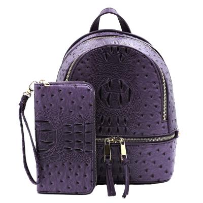 China Other New Croco Ostrich Design 2-in-1 Ladies Backpack Factory Direct Selling Huge Capacity Shoulder Bag Wholesale Large Capacity Handbag for sale