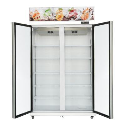 China Commercial Vertical Beer Cabinet Stainless Steel Double Door Fridge Food and Beverage Supermarket Beverage Drinks Fridge Cold Cola be for sale