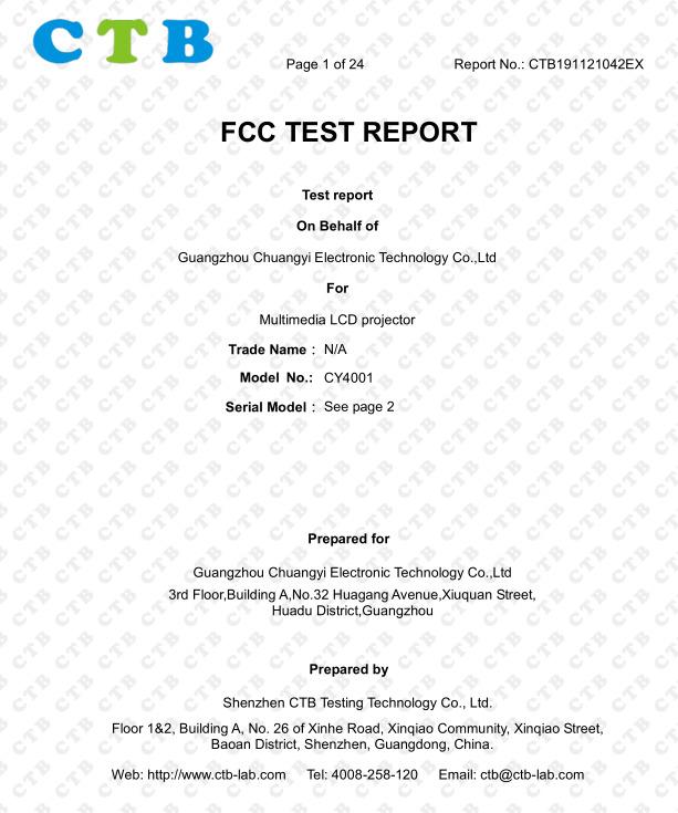 FCC - Guangzhou Chuang Yi Electronic Technology Co., Ltd.