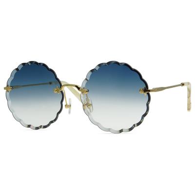 China 2021 new good quality women sunglasses fashion circle sunglass outdoor round diamond cutting lens 4.0 thick for sale