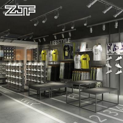 China Eco-Friendly 3D Customer Case Retail Sports Shoes Shop Interior Design Simple Metal Sneaker Shoes Display Rack for sale