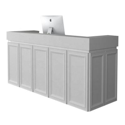 China Adjustable Custom Small Cashier Counter Shop Desk Reception Modern White Design (Height) for sale