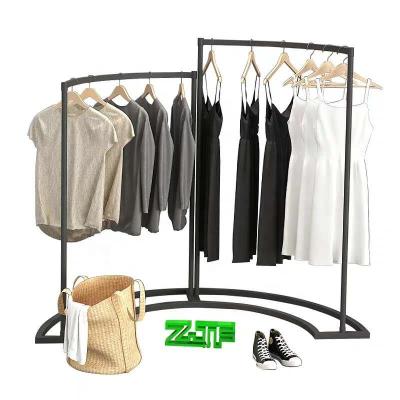 China Eco-friendly Semi Iron Circle Garment Rack Half Round Hanging Ladies Clothes Display Racks For Clothing Stores for sale