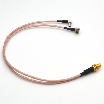 China 2TS9 Signal Transmission Low-Loss Coax Extension Cable Right Angle to Sma Female Connector RG316 Coaxial Cable for sale