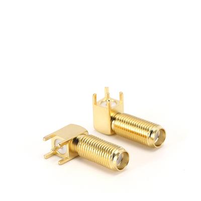 China Brass Connector SMA Female Connector RF 90 Degree Through Hole For PCBA for sale