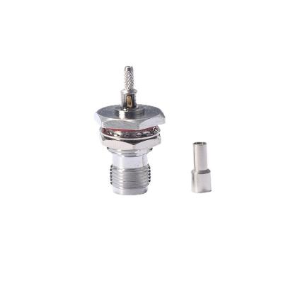 China RF Waterproof TNC Standard Female Connector IP65 IP67 TNC Panel Mount Feedthrough Crimp For Coaxial Cable for sale