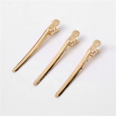 China Hair Accessories Factory Outlet Salon Beauty Salon Tool Clip Metal Crocodile Clip DIY 9.5cm Gold Platypus Female Clip for sale