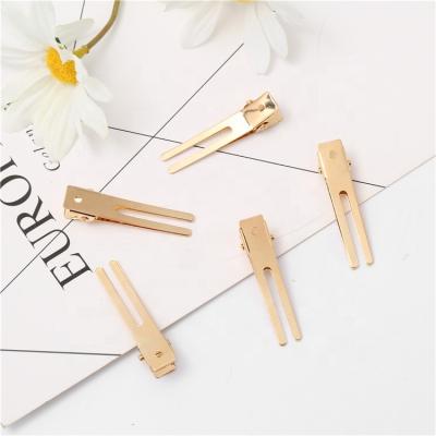 China Platypus Double Fork Metal Hair Accessories Fashion 4.5CM Gold Hair Clip Korean Children DIY Hair Clip Wholesale for sale