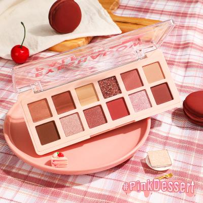 China PINKFLASH PF-E15 Dessert 12 Shades Waterproof Pink Eyeshadow Palette High Pigment Fine and Smooth Powder for sale