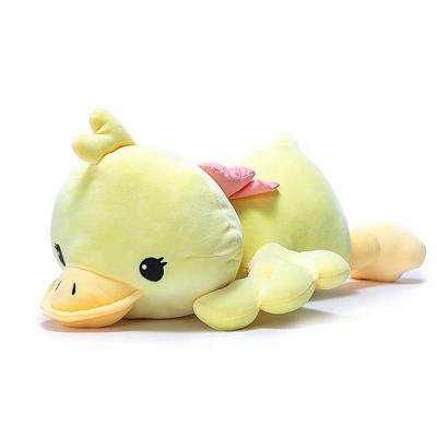 China Yellow Stuffed Plush House Pillow Cartoon Stamped Duck Toy Stuffed Animal for sale