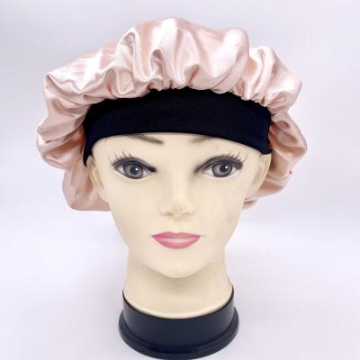 China Sustainable Wholesale Satin Cloth Soft Silk Sleep Hood Cap For Long Hair for sale