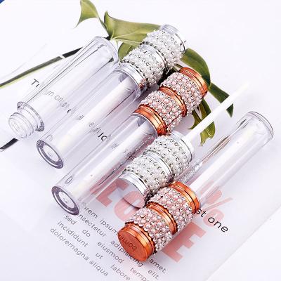 China Low Moq Luxury High Quality Diamond Lip Gloss Containers Wand Tubes, Liquid Lipstick 5ml Rhinestone Lip Gloss Tube for sale