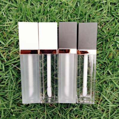 China Eco-Friendly Custom Lip Gloss Tube Empty Frosted Refillable Lip Balm Tube Logo Low Moq 7ml Square Clear Lip Balm Tube for sale