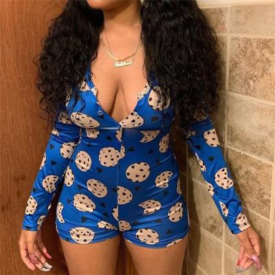 China Wholesale Women Cheap QUICK DRY Onesies Cookie Printing Women Shorts Adult Sexy Pajamas Onesie for sale