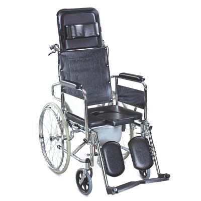 China Self Propelled Shower Wheelchair With Toilet Pot Reclining High Back for sale