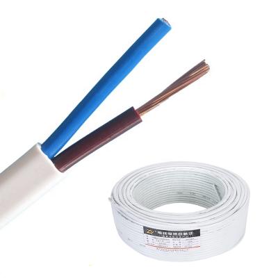 China RVV Underground 300/500V 2 Core Flat Flexible Copper White Electrical Cables 1.5mm2 2.5mm2 Electrical Wires With PVC Insulated for sale