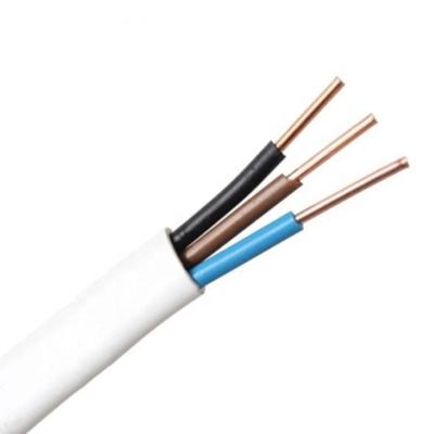 China Ground Ground Cable White Twin And Ground Cables Copper Wires 2.5mm 4mm Electrical Flat Cables 6mm 4mm BVVB for sale