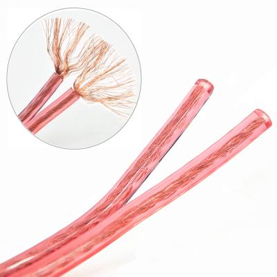 China Car Flat Copper Wire 10 Gauge 2 Core 18awg 16awg 14awg 12awg Red Transparent Audio Speaker Cable for sale