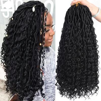 China Ombre color 14 18 inch curly faux locs crochet hair extensions, river locs crochet goddess faux locs braid goddess faux locs for sale