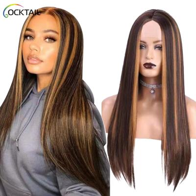 China Futura Silky Straight Fiber Synthetic Lace Front Hair Wigs With Highlights, Heat Resistant Synthetic Lace Wigs Wholesale Vendor for sale