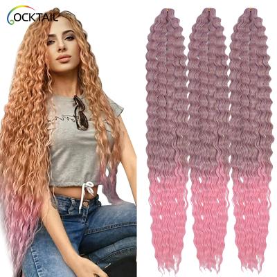 China Deep Wave Kanekalon Fiber Ocean Water Wave Twist Crochet Hair Ombre Blonde Pink Deep Wave Braiding Hair Extension for sale