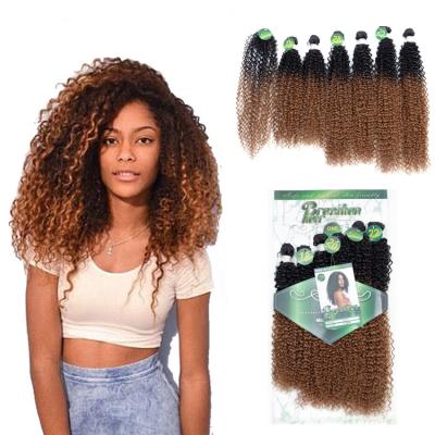 China Japanese Synthetic Hair Ombre Hair Extensions Cheap Darling Blonde Colored Curly Color Synthetic Hair Weaves With Free Closure for sale