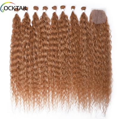 China Ombre Color Deep Wave Synthetic Hair Weft, Heat Resistant Fiber Synthetic Hair Weave Bundles, 1 Bundle Synthetic Hair Bundles With Closure for sale