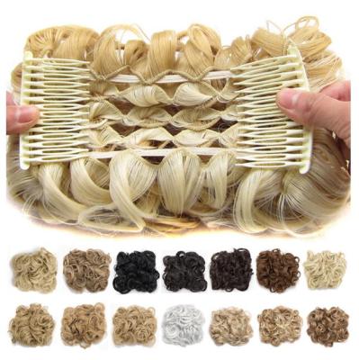 China Large Comb Clip In Curly Hair Piece Bun Updo Wig Extension Hair Bun Comb Clip In Hair Bun for sale