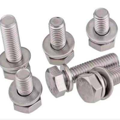 China Long Life Aluminum Carbon Steel Stainless Steel SS Copper M3 M4 M5 M6 #8#10#12#14 Assembly Screw Bolt With Flat Washer And Spring Washer for sale