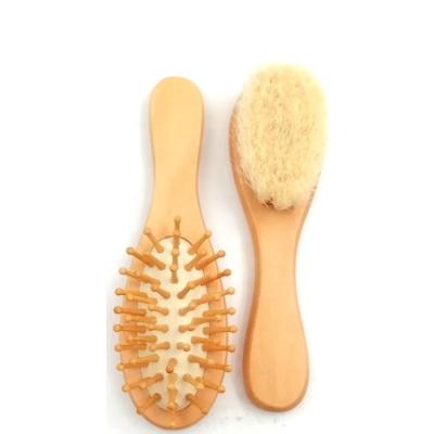 China Paddle Soft 100% Nature Bristle Massage Comb Baby Goat Hair Brush For Set for sale