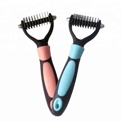 China Viable Cat Dog Pet Double Teeth Side Removing Tangle Dematting Comb for sale