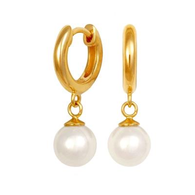 China FASHIONABLE Gemnel Jewelry 18k Gold Hoop Small Delicate 925 Sterling Silver Pearl Wedding Earrings for sale