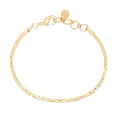 China Gemnel CLASSIQUE Hot Selling 925 Classic Thin Herringbone 18k Gold Chain Bracelet Women Silver for sale