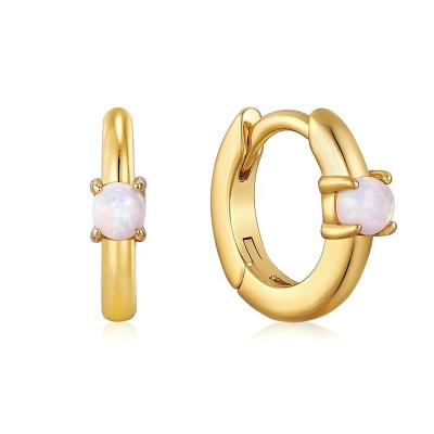 China Gemnel FASHIONABLE Design 925 Latest Luxury Sterling Silver 14k Gold Plated Circle Opal Mini Earring Natural Gemstone Jewelry for sale