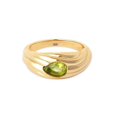 China FASHIONABLE Olive Gold Pear Shape Wholesale Price Fashion Gemnel Bulky Dome Ring 925 for sale