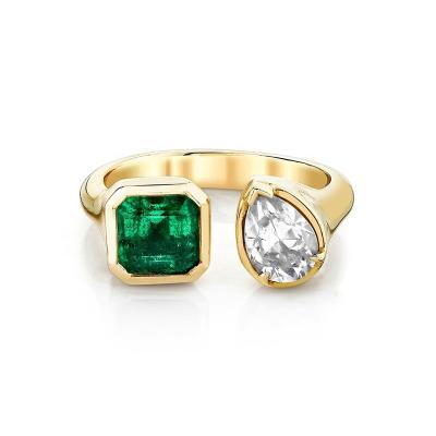 China FASHIONABLE Wholesale Gemnel China Wholesale Pear CZ Green Adjustable Ring For Women for sale