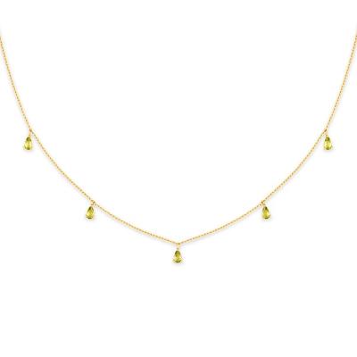 China FASHIONABLE Gemnel 925 Sterling Silver Dangle Olive Pear CZ Choker Charm Necklace for sale