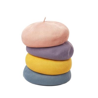 China Plush Casual Wear Breathable Summer Knitted Berets Lady Beret Cap Hat for sale