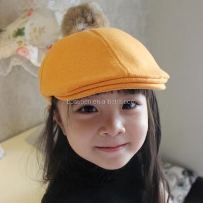 China Wholesale Kids Autumn And Winter Plush Little Boy And Girl Hats And Caps With Fur Ball for sale