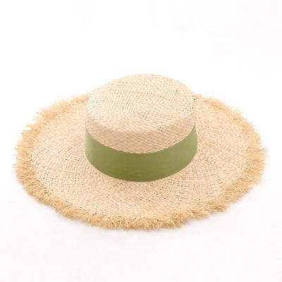 China Fashion Trend Straw Hat Shape Summer Beach Striped Raffia Straw Hat For Women Men Kids Sun Shade for sale