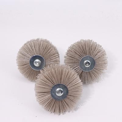 China Deburring after machining furniture abrasive nylon industrial embossing wood head flower wire polishing grinding brush for sale