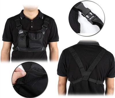 China Shoulder Two Ways Outdoor Activities Pocket Adjustable Tactical Setup Chest Vest Bag Harness Radio Mount for sale