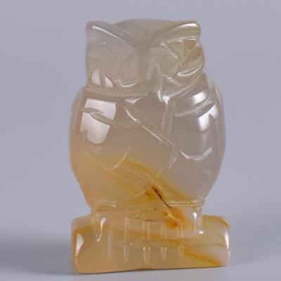 China Europe 2 Inch Wholesale Hot Sale Quality Natural Stone Agate Carved Crystal Animal Figurine Owl Geode Agate Owl Statue Home Decor for sale