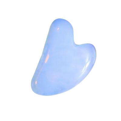 China Real Traditional White Opal Stone Heart Shape Body Gua Sha Massage Scraping Tool For Body Blood Circulation Skin Lift for sale