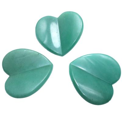 China Body Gua Sha Guasha Board Heart Shaped Green Aventurine Jade Stone Scraping Massage Tool For Body Skin Gym for sale