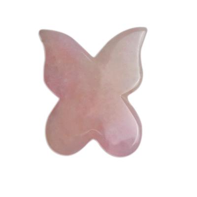 China Body Christmas Gift High Quality Pink Rose Quartz Butterfly Butterfly Shaped Gua Sha Board For Body Blood Circulation Skin Health for sale