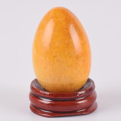 China Folk Art Natural Yellow Jade Gemstone Crystal Ball For Women Pelvic Undrill Yoni Egg Muscle Training Tool 3 PCs Crystal Massager for sale