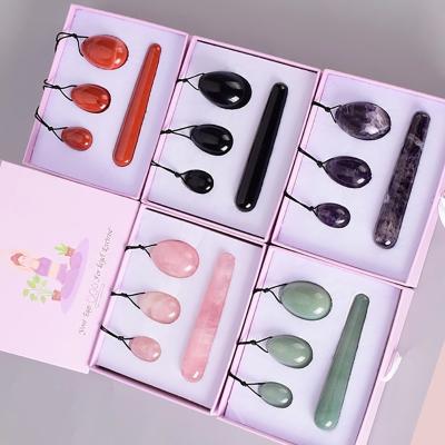 China Folk Art Natural Jade Yoni Egg Massage Wand 4 Pcs Set For Women Muscle Training Jade Crystal Ball Kegel Exercise Health Care Pelvic Body for sale