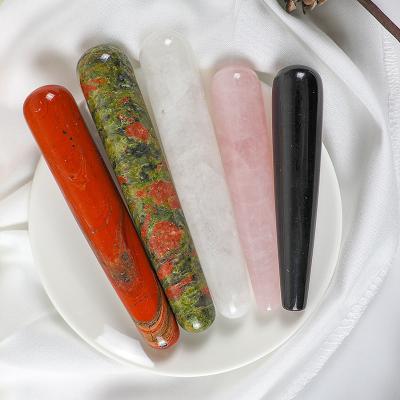 China Natural Roller Jade Massager Pure White Jade Body Massage Stick Neck Thickened Big Face Tendon Pulling Stick for sale